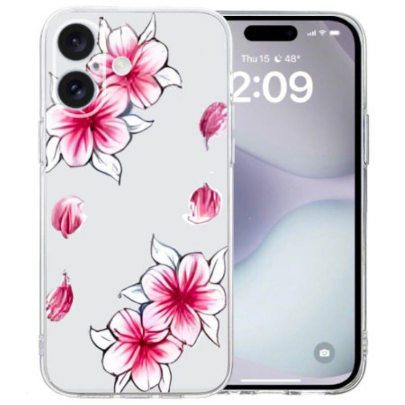 Maskica iPhone 16 Prozirni Rub Trešnjinog Cvijeta