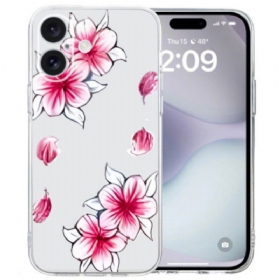 Maskica iPhone 16 Prozirni Rub Trešnjinog Cvijeta