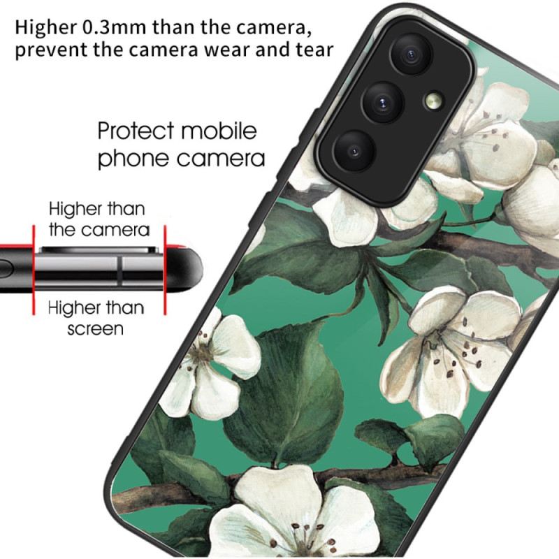 Maskica Samsung Galaxy A55 5g Bijelo Cvijeće Od Kaljenog Stakla