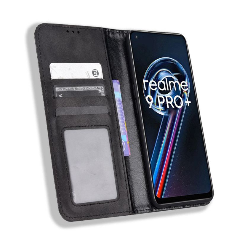 Flip Futrola Realme 9 5G Kožna Futrola Efekt Stilizirane Vintage Kože