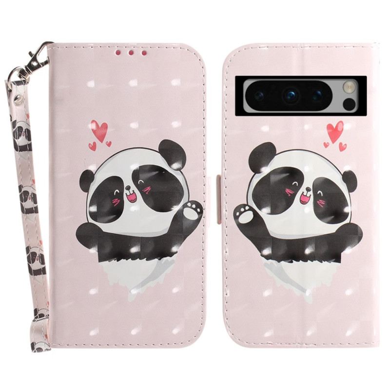 Flip Futrola Google Pixel 8 Pro Panda Love With Strap