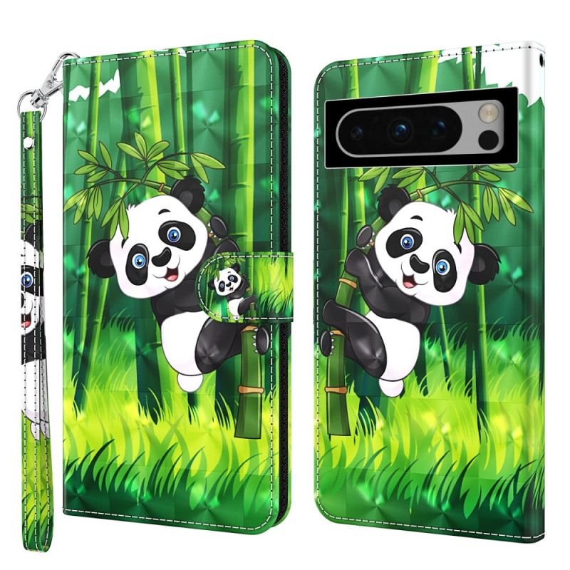 Kožna Futrola Google Pixel 8 Pro Panda Od Bambusa S Remenom