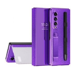 Flip Futrola Samsung Galaxy Z Fold 3 5G Kožna Futrola Držač Za Olovku I Remen Za Ogledalo