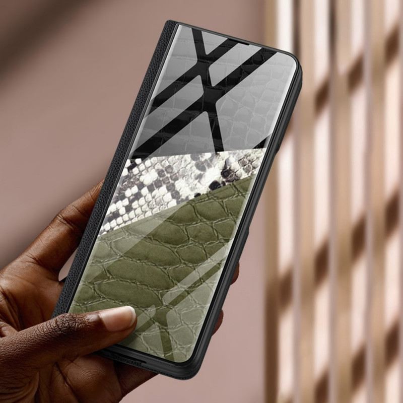 Flip Futrola Samsung Galaxy Z Fold 3 5G Kožna Futrola Leopard Kaljeno Staklo