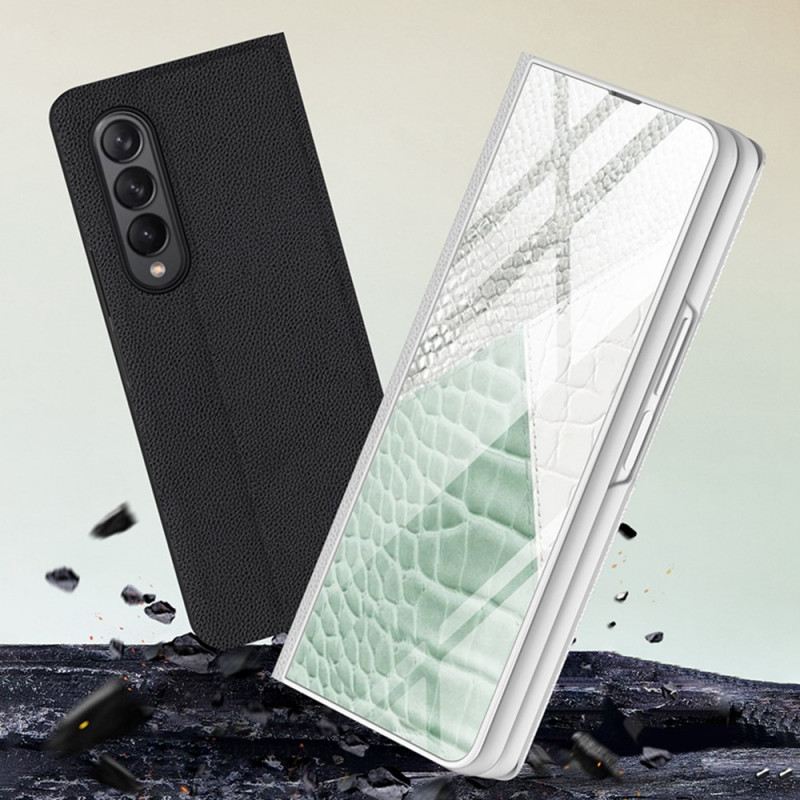 Flip Futrola Samsung Galaxy Z Fold 3 5G Kožna Futrola Leopard Kaljeno Staklo