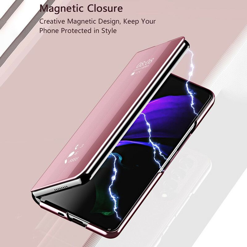 Flip Futrola Samsung Galaxy Z Fold 3 5G Kožna Futrola Poklopac Ogledala