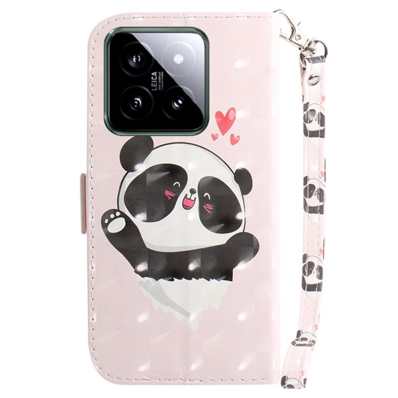 Kožna Futrola Za Xiaomi 14 Panda Love With Strap