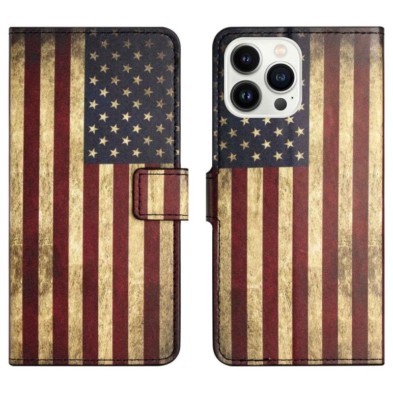 Kožna Futrola iPhone 14 Pro Stara Američka Zastava