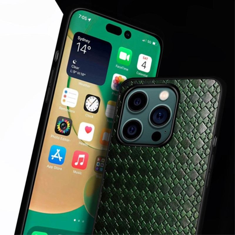 Maskica iPhone 14 Pro Pletena Umjetna Koža