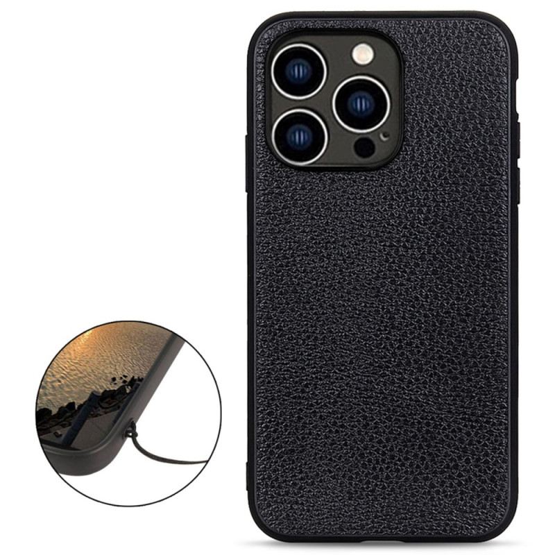 Maskica iPhone 14 Pro Prava Litchi Koža