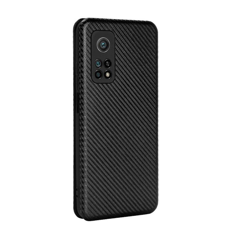 Flip Futrola Xiaomi Mi 10T / 10T Pro Kožna Futrola Karbonska Vlakna S Potpornim Prstenom