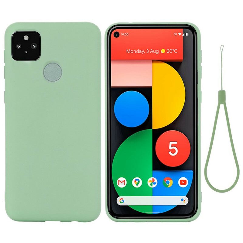 Maskica Google Pixel 5A Tekući Silikon S Uzicom