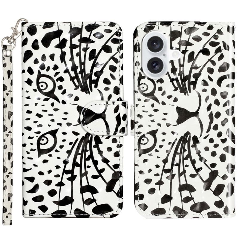 Flip Futrola iPhone 16 Plus Maskice Za Mobitele Leopardova Glava S Remenom