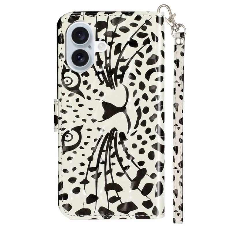 Flip Futrola iPhone 16 Plus Maskice Za Mobitele Leopardova Glava S Remenom