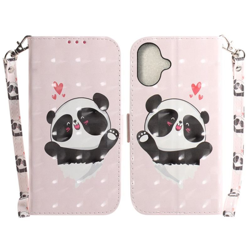 Kožna Futrola iPhone 16 Plus Panda Love S Remenom