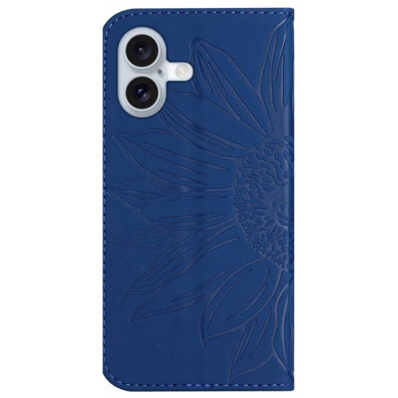 Kožna Futrola iPhone 16 Plus Print Suncokreta S Naramenicom