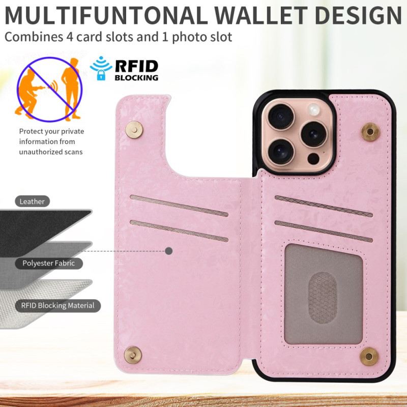 Maskica iPhone 16 Pro Držač Kartice I Cvjetna Rfid Zaštita