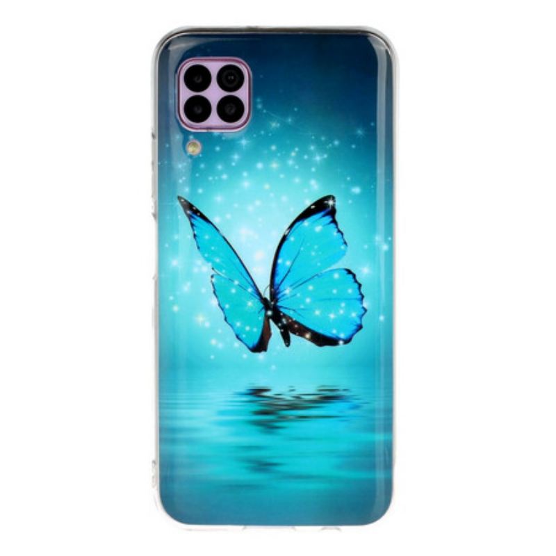 Maskica Huawei P40 Lite Fluorescentni Plavi Leptir