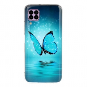 Maskica Huawei P40 Lite Fluorescentni Plavi Leptir