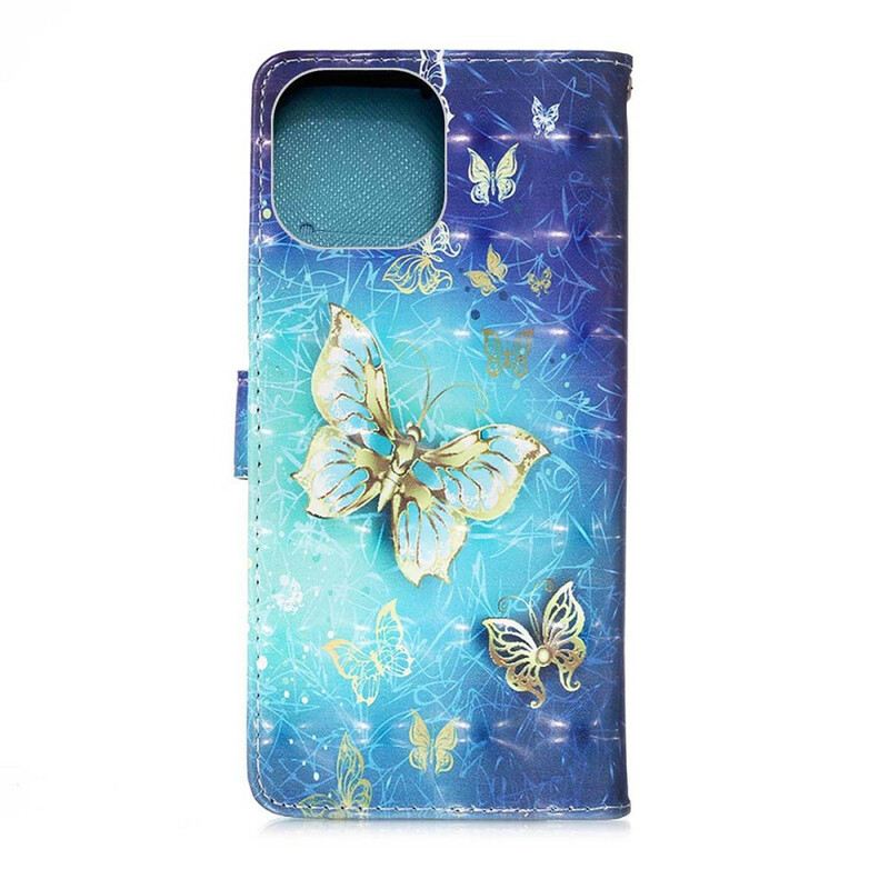 Futrola iPhone 13 Pro Golden Butterflies Lanyard