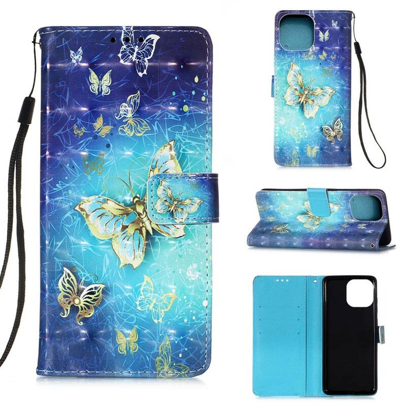 Futrola iPhone 13 Pro Golden Butterflies Lanyard