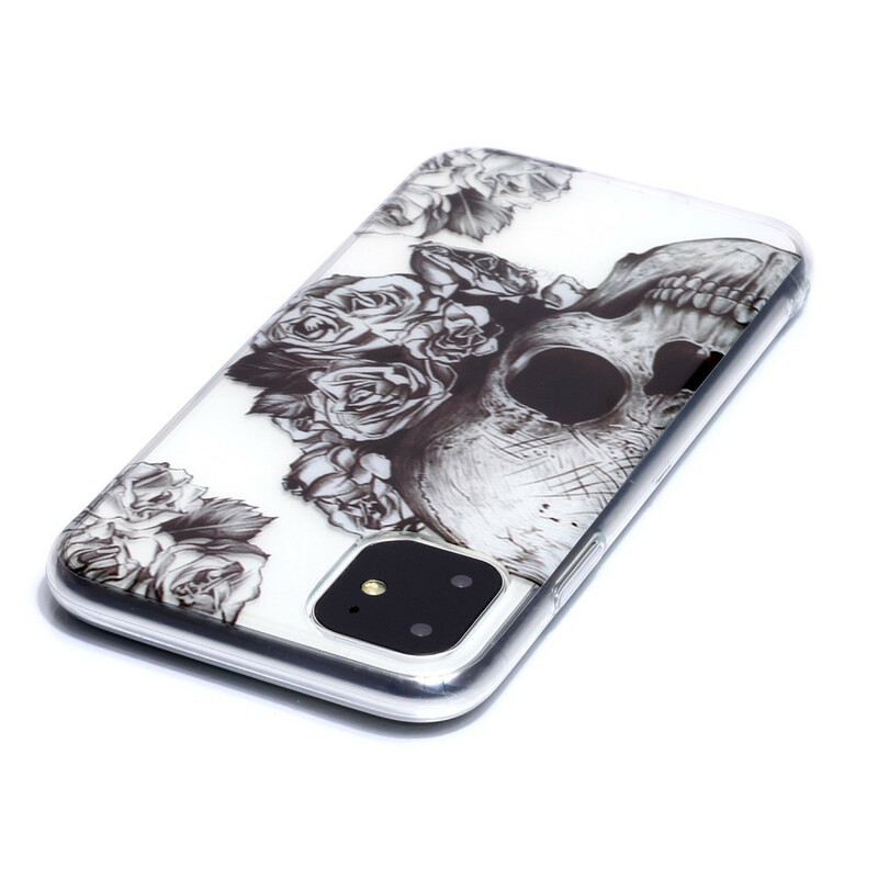 Maskica iPhone 11 Prozirna Cvjetna Lubanja