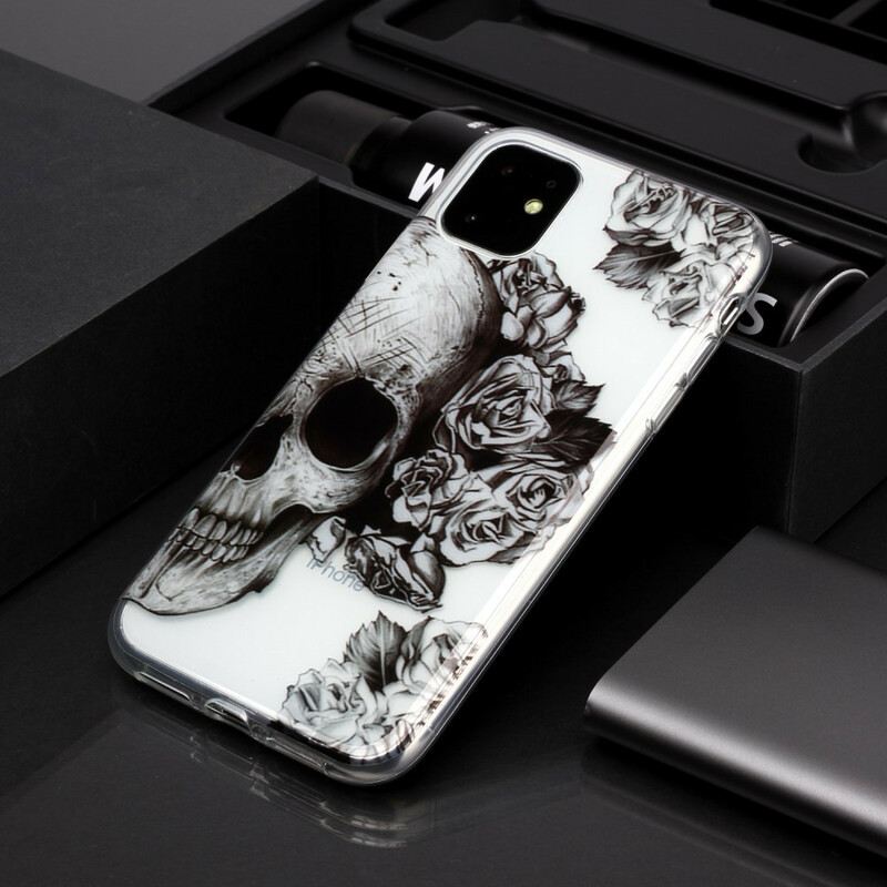 Maskica iPhone 11 Prozirna Cvjetna Lubanja