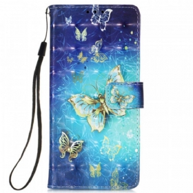 Flip Futrola Samsung Galaxy S22 Ultra 5G Golden Butterflies Lanyard