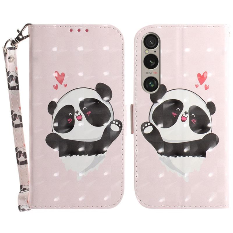 Flip Futrola Sony Xperia 1 Vi Panda Love With Strap