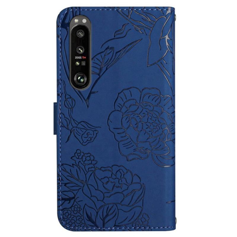 Kožna Futrola Za Sony Xperia 1 Vi Print Leptira S Remenom