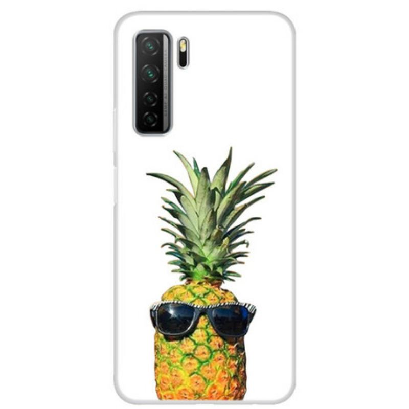 Maskica Huawei P40 Lite 5G Prozirni Ananas S Naočalama