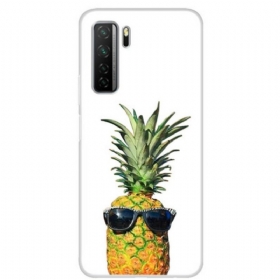 Maskica Huawei P40 Lite 5G Prozirni Ananas S Naočalama