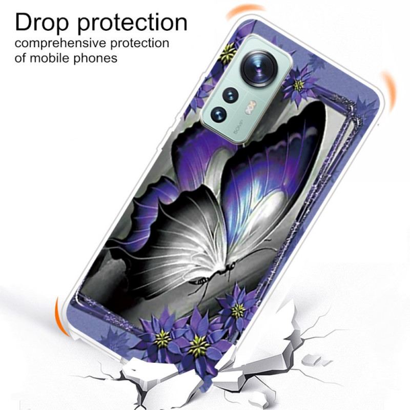 Maskica Xiaomi 12 Pro Ljubičasti Leptir Silikon