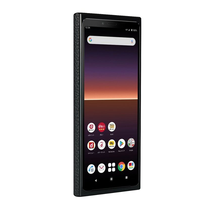 Maskica Sony Xperia 10 II Prava Litchi Koža S Remenom