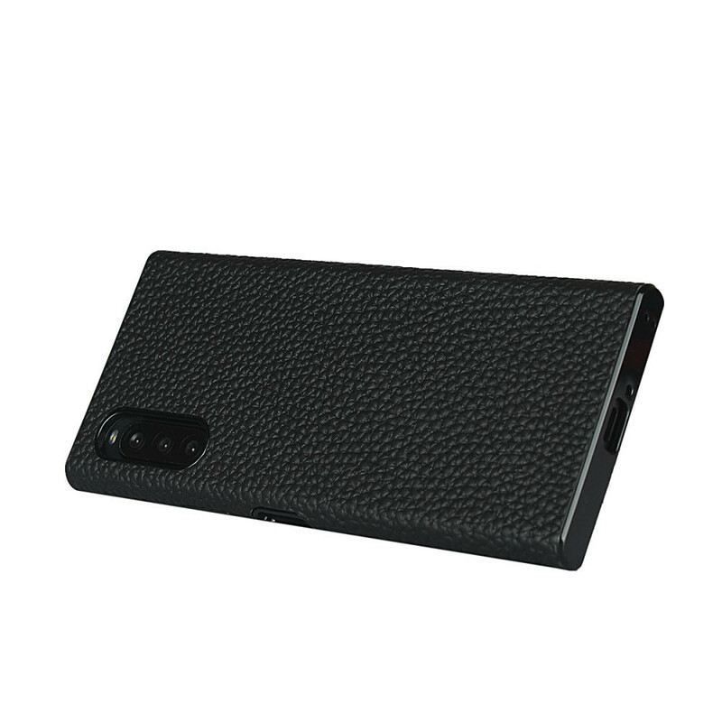 Maskica Sony Xperia 10 II Prava Litchi Koža S Remenom